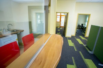 Wooden counter and partitions in Feakle Digital Hub